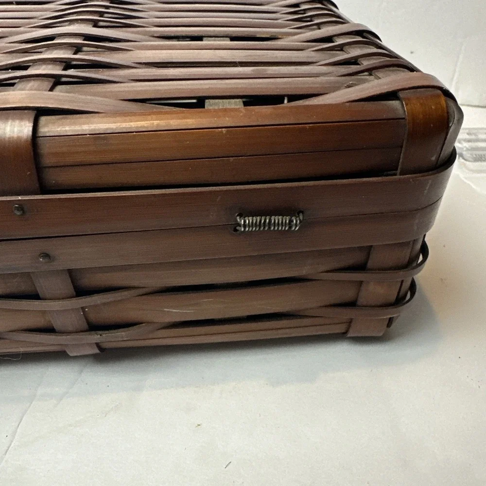 Vintage Bamboo Suitcase Style Basket MCM 10x7x3 Approximate No Handle
